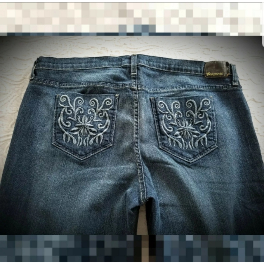 Sz 21 plus Truck Jeans wide leg denim embroidered